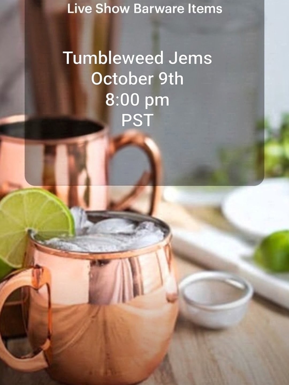 Live Barware Show- October 9th